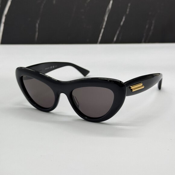 NEW BV1282S 001 BOTTEGA VENETA BLACK CAT EYE WOMEN SUNGLASSES - Picture 4 of 14